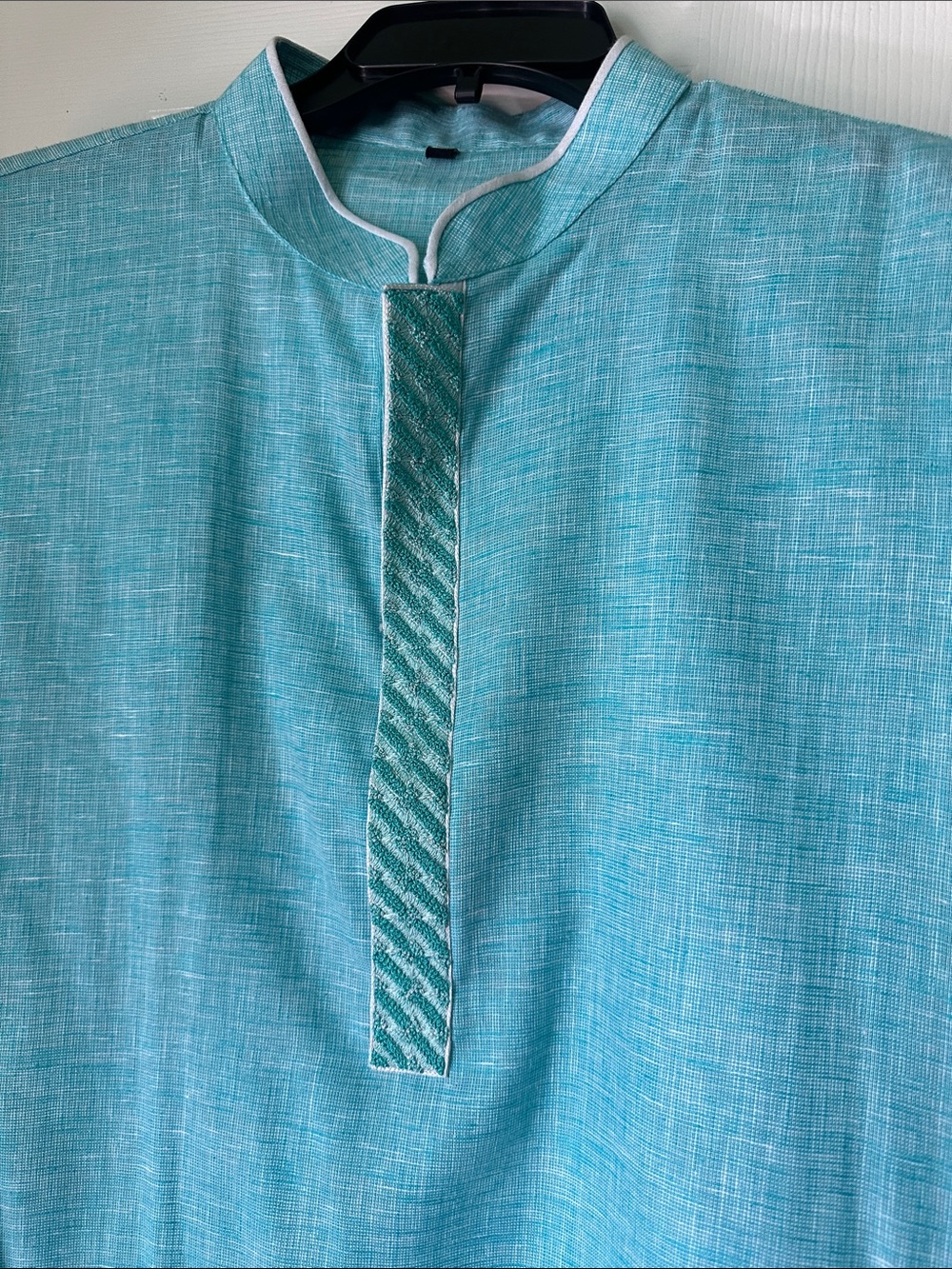 Men's Teal Kurta Punjabi Shirt - Lightweight Long Sleeve